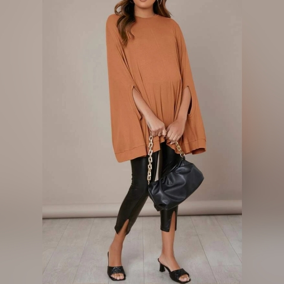 NWOT SHEIN Maternity Cloak Sleeve Solid Top Size 4 Small - Picture 4 of 6